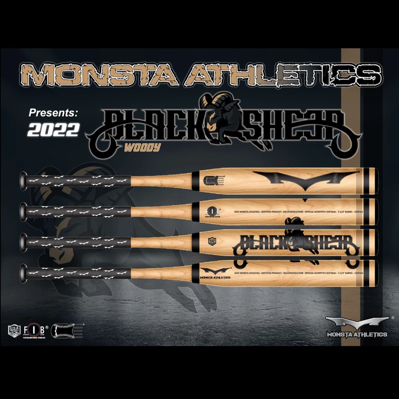 Clearance – Monsta Wood Grain Black Sheep LE 12.5″ USA Slowpitch Softball Bat: Endloaded 1 Clearance – Monsta Wood Grain Black Sheep LE 12.5″ USA Slowpitch Softball Bat: Endloaded