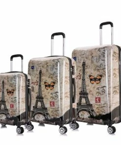 InUSA Paris Prints Lightweight Hardside Spinner 3-Piece Travel Suitcase Set (20'', 24'', 28'')
