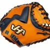HATAKEYAMA Pro Japan Steerhide Orange Navy 33.5 Inch Catcher Mitt