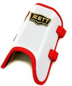 ZETT Pro Adjustable Baseball Leg Guard - White/Red