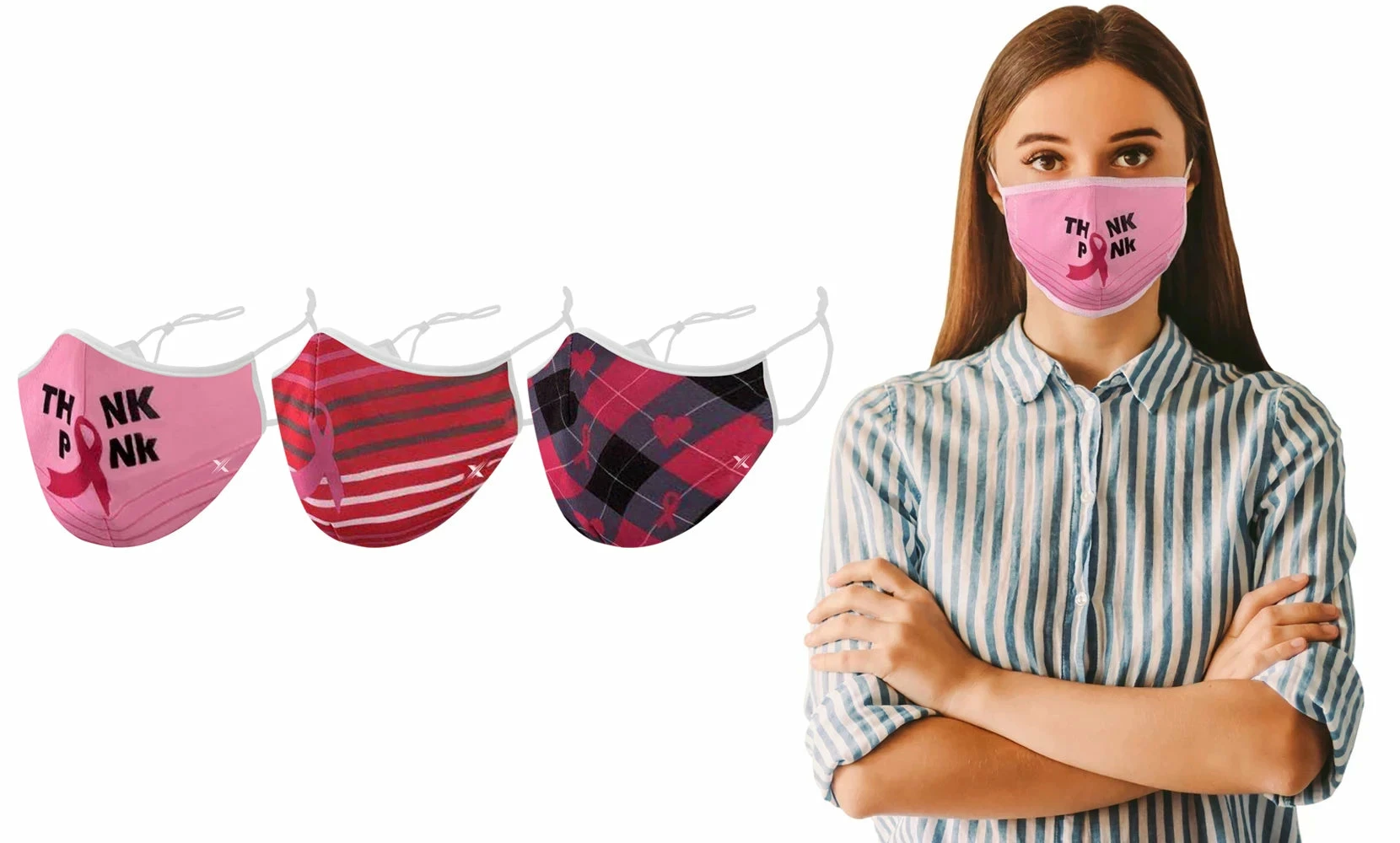 TagCo USA Inc Breast Cancer Awareness Reusable Non-Medical 2-Layer Fabric Face Masks (3-Pack) 4 TagCo USA Inc Breast Cancer Awareness Reusable Non-Medical 2-Layer Fabric Face Masks (3-Pack) - Image 4