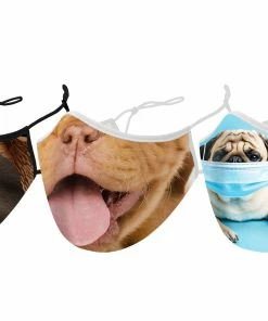TagCo USA Inc PUG Faced Two-Layered Reusable Face Mask With Adjustable Earloop (3-Pack)
