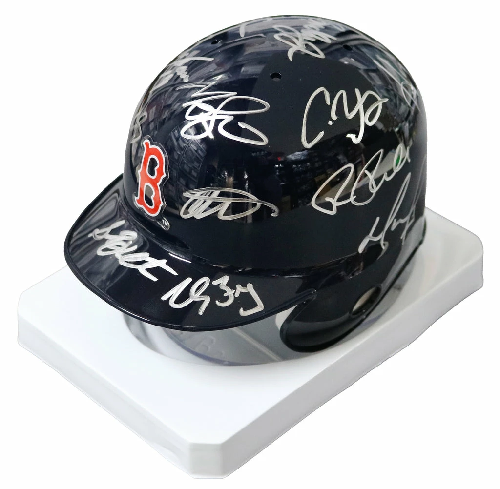 Sports-Autographs Boston Red Sox 2016 Team Signed Autographed Mini Batting Helmet Authenticated Ink COA Ortiz Betts Pedroia Price 2 Sports-Autographs Boston Red Sox 2016 Team Signed Autographed Mini Batting Helmet Authenticated Ink COA Ortiz Betts Pedroia Price - Image 2