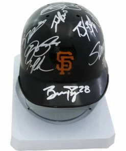 Sports-Autographs San Francisco Giants 2016 Team Signed Autographed Mini Batting Helmet Authenticated Ink COA Posey Bumgarner