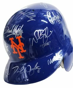 Sports-Autographs New York Mets 2015 World Series Team Signed Autographed MLB Replica Full Size Batting Helmet Authenicated Ink COA