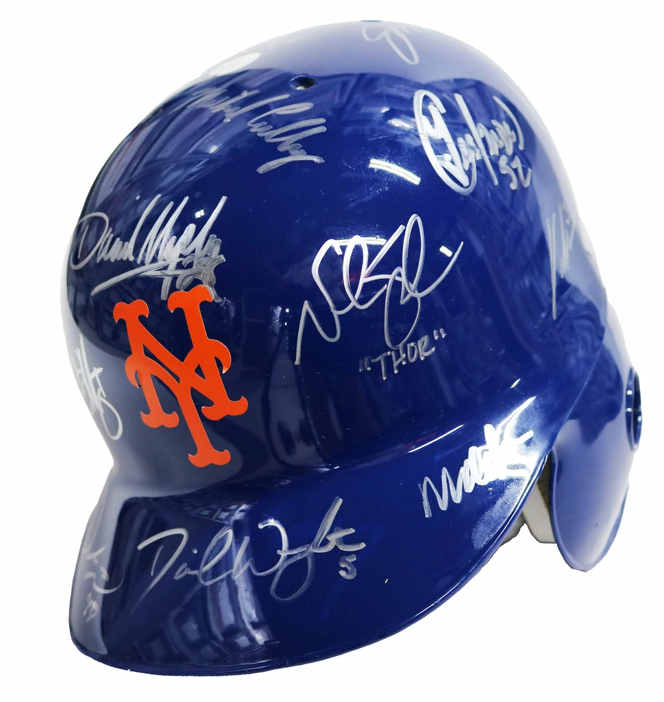 Sports-Autographs New York Mets 2015 World Series Team Signed Autographed MLB Replica Full Size Batting Helmet Authenicated Ink COA 1 Sports-Autographs New York Mets 2015 World Series Team Signed Autographed MLB Replica Full Size Batting Helmet Authenicated Ink COA