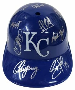 Sports-Autographs Kansas City Royals 2016 Team Signed Autographed Souvenir Full Size Batting Helmet Authenticated Ink COA