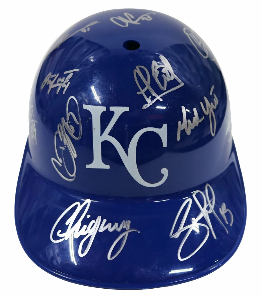 Sports-Autographs Kansas City Royals 2016 Team Signed Autographed Souvenir Full Size Batting Helmet Authenticated Ink COA 1 Sports-Autographs Kansas City Royals 2016 Team Signed Autographed Souvenir Full Size Batting Helmet Authenticated Ink COA