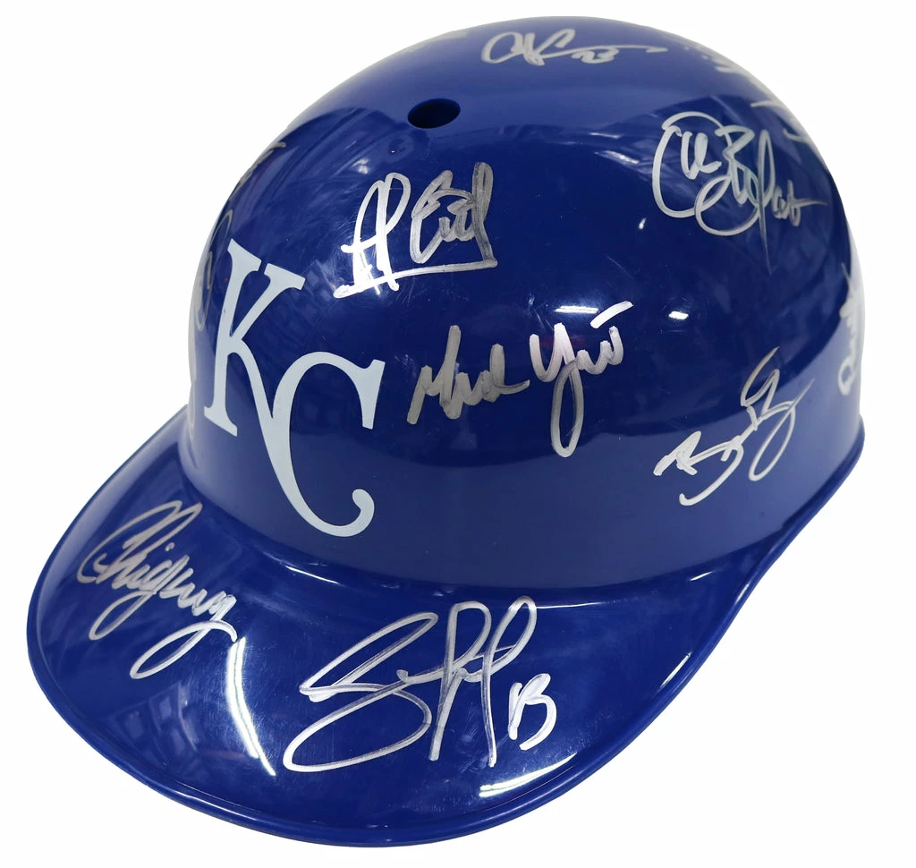 Sports-Autographs Kansas City Royals 2016 Team Signed Autographed Souvenir Full Size Batting Helmet Authenticated Ink COA 2 Sports-Autographs Kansas City Royals 2016 Team Signed Autographed Souvenir Full Size Batting Helmet Authenticated Ink COA - Image 2