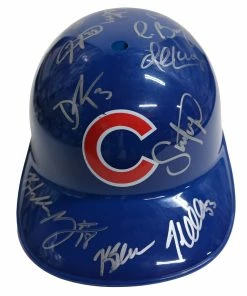 Sports-Autographs Chicago Cubs 2016 World Series Champions Team Signed Autographed Souvenir Full Size Batting Helmet Pinpoint COA Bryant Rizzo