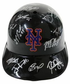 Sports-Autographs New York Mets 2015 World Series Team Signed Autographed Souvenir Full Size Batting Helmet Authenticated Ink COA - DeGrom Wright Syndergaard