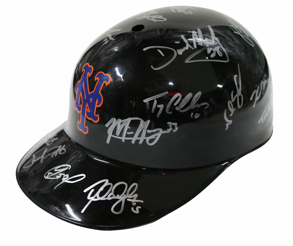 Sports-Autographs New York Mets 2015 World Series Team Signed Autographed Souvenir Full Size Batting Helmet Authenticated Ink COA - DeGrom Wright Syndergaard 2 Sports-Autographs New York Mets 2015 World Series Team Signed Autographed Souvenir Full Size Batting Helmet Authenticated Ink COA - DeGrom Wright Syndergaard - Image 2