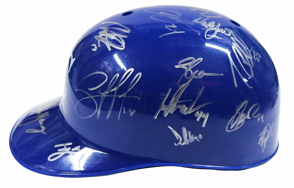 Sports-Autographs Kansas City Royals 2015 World Series Champions Team Signed Autographed Souvenir Full Size Batting Helmet Authenticated Ink COA 3 Sports-Autographs Kansas City Royals 2015 World Series Champions Team Signed Autographed Souvenir Full Size Batting Helmet Authenticated Ink COA - Image 3