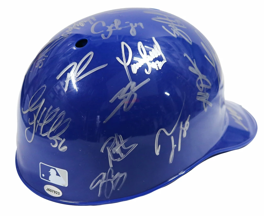 Sports-Autographs Kansas City Royals 2015 World Series Champions Team Signed Autographed Souvenir Full Size Batting Helmet Authenticated Ink COA 5 Sports-Autographs Kansas City Royals 2015 World Series Champions Team Signed Autographed Souvenir Full Size Batting Helmet Authenticated Ink COA - Image 5