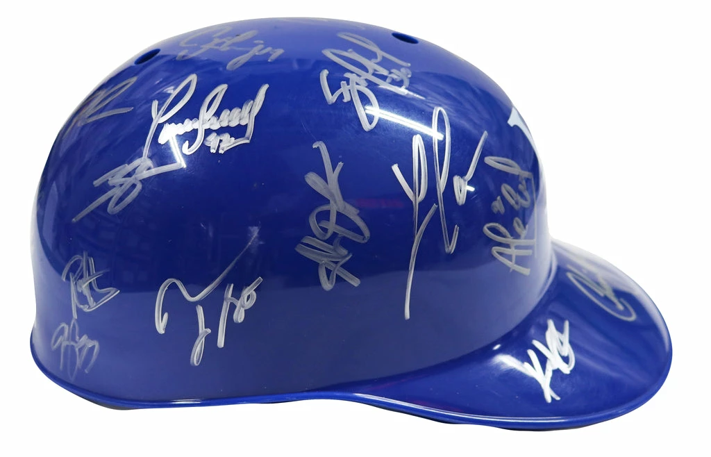 Sports-Autographs Kansas City Royals 2015 World Series Champions Team Signed Autographed Souvenir Full Size Batting Helmet Authenticated Ink COA 6 Sports-Autographs Kansas City Royals 2015 World Series Champions Team Signed Autographed Souvenir Full Size Batting Helmet Authenticated Ink COA - Image 6