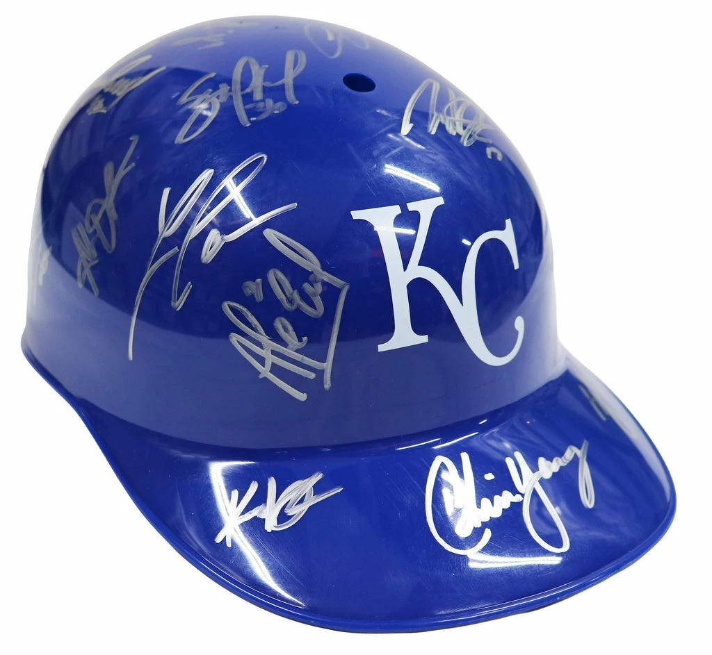 Sports-Autographs Kansas City Royals 2015 World Series Champions Team Signed Autographed Souvenir Full Size Batting Helmet Authenticated Ink COA 7 Sports-Autographs Kansas City Royals 2015 World Series Champions Team Signed Autographed Souvenir Full Size Batting Helmet Authenticated Ink COA - Image 7