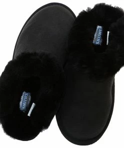 Jeetish Smith's Women's Genuine Plush Australian Shearling Mule Slippers -Deals Slowpitch Softball Bats Store WSM30019 Black 6