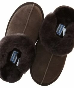 Jeetish Smith's Women's Genuine Plush Australian Shearling & Suede Mule Slippers -Deals Slowpitch Softball Bats Store WSM30020 DarkBrown 6