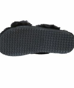 Jeetish Smith's Women's Genuine Plush Criss Cross Australian Shearling Slide Slippers -Deals Slowpitch Softball Bats Store WSM30021 Black 5