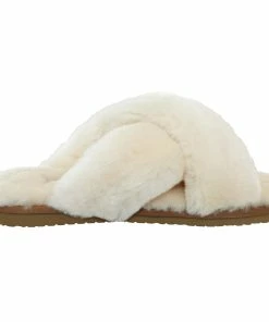 Jeetish Smith's Women's Genuine Plush Criss Cross Australian Shearling Slide Slippers -Deals Slowpitch Softball Bats Store WSM30021 Natural 2