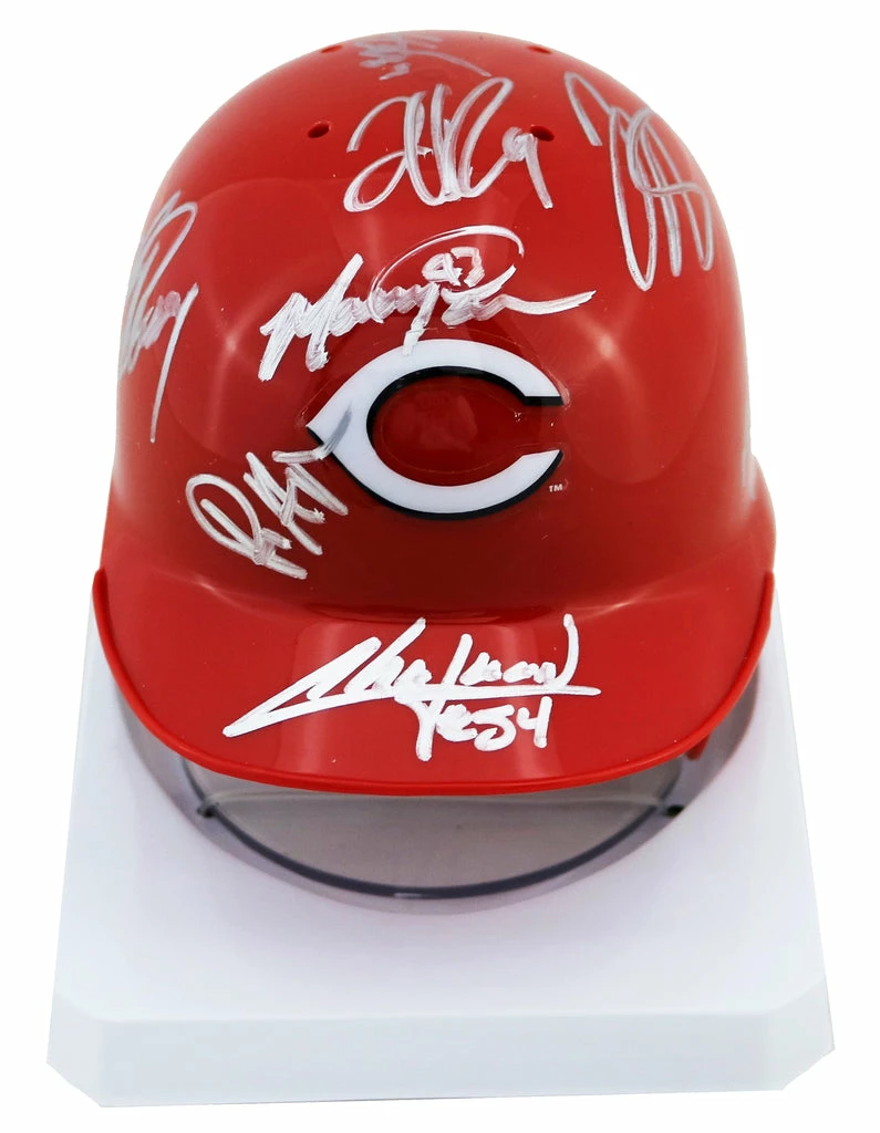Sports-Autographs Cincinnati Reds 2013 Team Signed Autographed Mini Batting Helmet Authenticated Ink COA Votto Chapman 2 Sports-Autographs Cincinnati Reds 2013 Team Signed Autographed Mini Batting Helmet Authenticated Ink COA Votto Chapman - Image 2