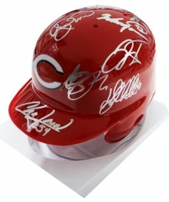 Sports-Autographs Cincinnati Reds 2015 Team Signed Autographed Mini Batting Helmet Authenticated Ink COA Votto Chapman