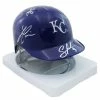 Sports-Autographs Kansas City Royals 2015 World Series Champions Team Signed Autographed Mini Batting Helmet Authenticated Ink COA Perez Hosmer Cain