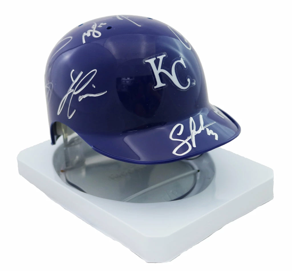 Sports-Autographs Kansas City Royals 2015 World Series Champions Team Signed Autographed Mini Batting Helmet Authenticated Ink COA Perez Hosmer Cain 1 Sports-Autographs Kansas City Royals 2015 World Series Champions Team Signed Autographed Mini Batting Helmet Authenticated Ink COA Perez Hosmer Cain