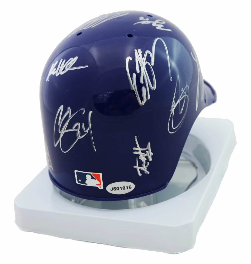Sports-Autographs Kansas City Royals 2015 World Series Champions Team Signed Autographed Mini Batting Helmet Authenticated Ink COA Perez Hosmer Cain 2 Sports-Autographs Kansas City Royals 2015 World Series Champions Team Signed Autographed Mini Batting Helmet Authenticated Ink COA Perez Hosmer Cain - Image 2