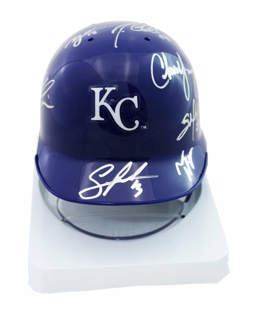 Sports-Autographs Kansas City Royals 2015 World Series Champions Team Signed Autographed Mini Batting Helmet Authenticated Ink COA Perez Hosmer Cain 5 Sports-Autographs Kansas City Royals 2015 World Series Champions Team Signed Autographed Mini Batting Helmet Authenticated Ink COA Perez Hosmer Cain - Image 5